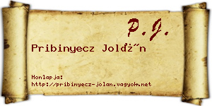 Pribinyecz Jolán névjegykártya