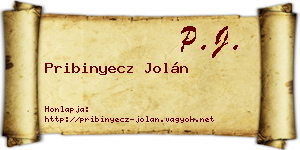 Pribinyecz Jolán névjegykártya